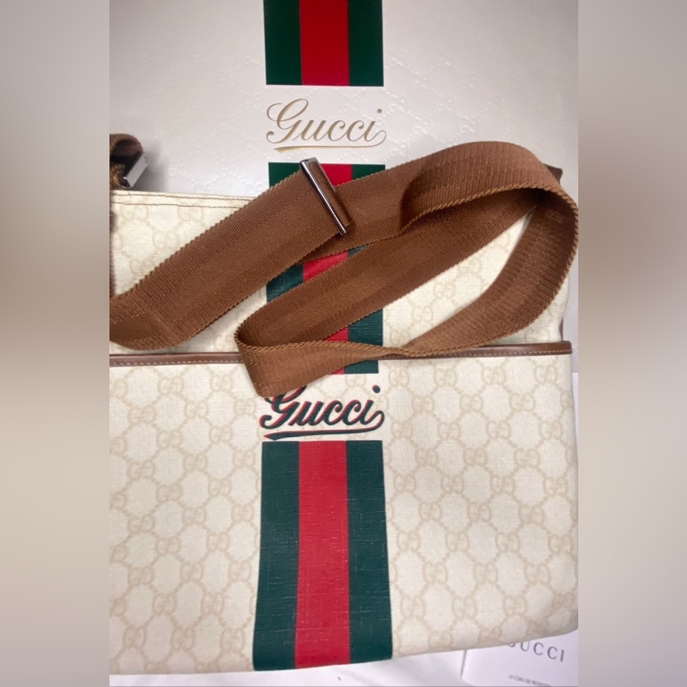 GUCCI ❤️❤️ SHERRY/WEB LINE CROSSBODY RARE - Picture 4 of 15